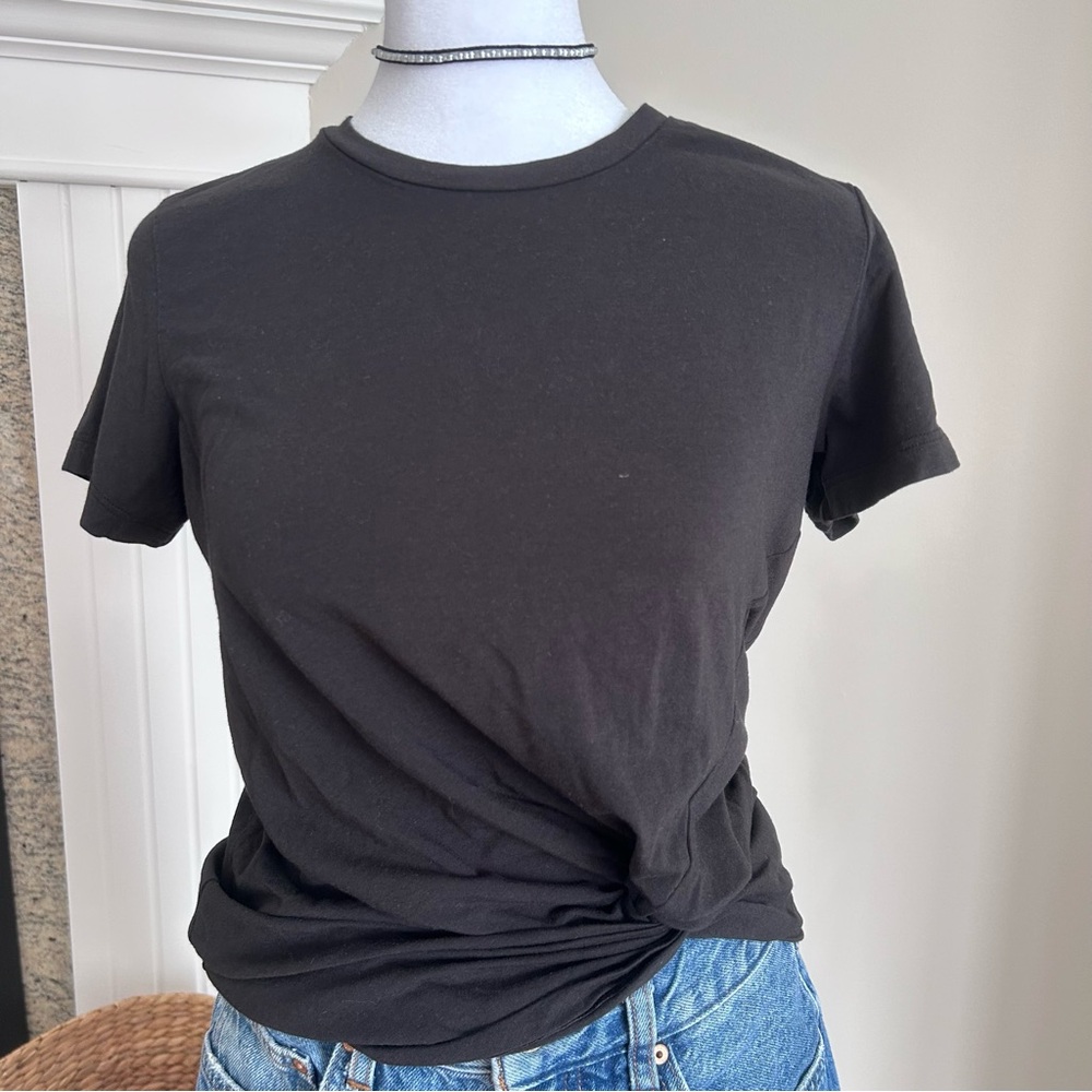 Aritzia Black Knot-tie Tee Minimalist